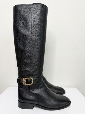 Tory Burch Brooke Classic Black Knee High Leather Riding Boots Size 6
